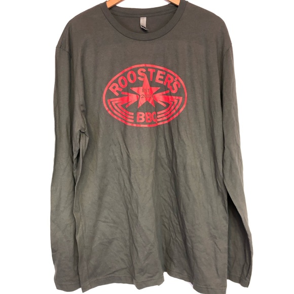Roosters BBQ sz XL red gray “beat my meat” shirt - Picture 2 of 5